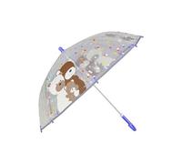Sterntaler Children's umbrella family bear with semi-circular handle, closure, transparent umbrella with motif and reflective piping on the edge, transparent