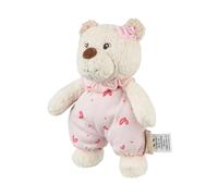Sterntaler Cuddly Toy S Bear Betty Made of Cuddly Fleece and Printed Jersey Filled with Polyester Wadding with Rattle 16 × 11 × 6 cm - Cream White