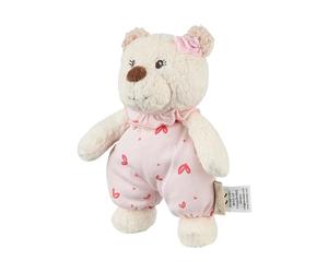 Sterntaler Cuddly Toy S Bear Betty Made of Cuddly Fleece and Printed Jersey Filled with Polyester Wadding with Rattle 16 × 11 × 6 cm - Cream White