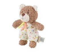 Sterntaler Cuddly Toy S Bear BO Made of Cuddly Soft Fleece and Printed Muslin, Filled with Polyester Wading, with Rattle, 16 × 11 × 6 cm, Light Brown
