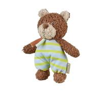 Sterntaler Cuddly Toy S Bear Bob Made of Cuddly Fleece and Printed Jersey Filled with Polyester Wadding with Rattle 16 × 11 × 6 cm - Brown