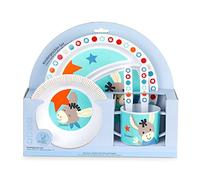 Sterntaler Emmi Crockery Set Plate, Bowl, Cup, Spoon, Fork, Age 6 Months + Light Blue/Multicoloured