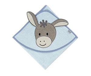 Sterntaler Emmi Donkey Hooded Bath Towel, Age 0 Months, 80 x 80 cm, Light Blue