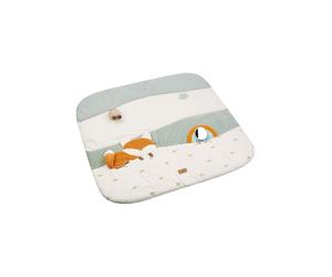 Sterntaler Filou Fox Play Blanket - 100 x 100 cm - Padded Baby Activity Blanket with Mirror Film, Squeaker, Rattle & Teething Ring - Washable Crawling Blanket - Gift Idea - Boys & Girls Light Grey