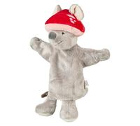 Sterntaler Hand Puppet Mouse with Toadstool Hat Kids and Baby Toy Soft Fleece Head Padded with Polyester Wadding 32 × 26 × 12 cm - Grey