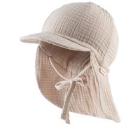 Sterntaler - Kids' Peaked Cap with Neck Flap - Muslin, Tie - Cap size 43 cm, brown
