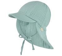 Sterntaler - Kids' Peaked Cap with Neck Flap - Muslin, Tie - Cap size 49 cm, turquoise