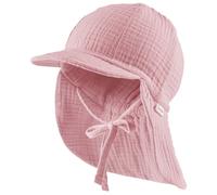 Sterntaler - Kids' Peaked Cap with Neck Flap - Muslin, Tie - Cap size 51 cm, pink