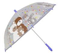 Sterntaler Children's umbrella family bear with semi-circular handle, closure, transparent umbrella with motif and reflective piping on the edge, transparent