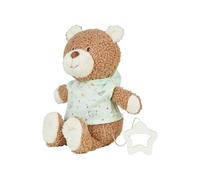 Sterntaler Musical Box M Bear BO, Children's and Baby Toy, Cuddly Fleece and Printed Jersey, Removable Musical Mechanism, Star Handle, Melody: La Le Lu, 24 x 20 x 9 cm, Light Brown
