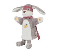 Sterntaler Super Rabbit Hand Puppet Kids Baby Toy Soft Fluffy Head Padded with Polyester Wadding Embroidery Cape and Mask 30 × 26 × 8 cm - Grey