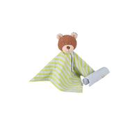 Sterntaler Träumli Bob Bear Set with Soft Fleece, Muslin Cloth and Dummy Strap with & Silicone Ring, Separate Muslin Cloth, 32 × 13 × 8 cm - Ice Blue