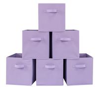 Stero Fabric Storage Bins 6 Pack Fun Colored Durable Storage Cubes with Handles Foldable Cube Baskets for Home, Kids Room, Closet and Toys Organization Purple
