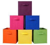 Stero Fabric Storage Bins 6 Pack Fun Colored Durable Storage Cubes with Handles Foldable Cube Baskets for Home, Kids Room, Closet and Toys Organization Multi Colors-1