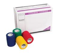 Steroban CohesiveBandage Qty 12 Rolls - 3 Red, 3 Green, 3 Yellow 3, Blue - Latex Free (7.5cm x 4.5m)
