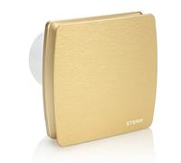 STERR Bathroom Extractor Fan 100 mm With Non-Return Valve, Timer und Humidistat - Quiet Bathroom Fan - Gold und Modern Wall Ventilator For Bathroom - Effective Moisture Reduction