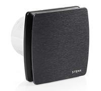 STERR Bathroom Extractor Fan LFS100-QBH 100 mm with Humidity Sensor and Backdraft Shutter Black - Silent Bathroom Fan