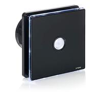 STERR Black Bathroom Fan 4 inches / 100 mm with LED + PIR - Extractor Fan - Glass Front - Modern Look - BFS100LP-B - 10 W