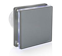 STERR Grey Bathroom Fan 100 mm with LED + Timer - Bathroom Fan - Glass Front - Modern Look - BFS100LT-G - 10 W