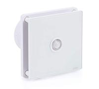STERR White Bathroom Fan 100 mm with PIR - Glass Front Panel - Modern Look - BFS100P