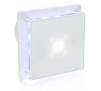 STERR White Bathroom Fan 5 inches / 125 mm with LED + TIMER - Extractor Fan - Glass Front - Modern Look - BFS125LT - 20 W