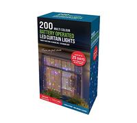 STERUN Battery Operated 200 LED Curatin Lights with IP44 Waterproof & 8 Function Memory Controller Ideal for Christmas Decoration | Battery Operated Fairy Lights | Curtain Fairy Lights (Warm White)