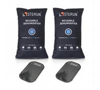 Sterun Reusable Car Dehumidifier Bag 1kg with Anti-Slip Dashboard Pad, Silica Gel Moisture Absorber, Colour Change Indicator, Ideal for Vehicles, Prevents Damp and Condensation (2 Pack)