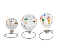 Sterzeal Bulb Shaped Galileo Thermometer with Wooden Stand for Accurate Temperature Reading - Elegant Home Decor & Room Thermometer - Indoor/Outdoor Thermometer (Bulb Big)