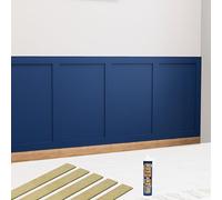 Sterzeal Shaker Style Wall Panelling Kit Free Adhesive, Moisture-Resistant HDF Panelling Strips DIY 3D Wall Panels for Feature Walls, Bedrooms, Living Rooms Wooden MDF Panels (Kit 4)