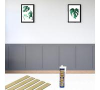 Sterzeal Wall Panelling Kit Shaker Style | 10pcs of 100cmx10cm Moisture-Resistant Paintable HDF Wood Wall Mounting Kit Extending - Panelling Strips DIY 3D Wall Panel Kit