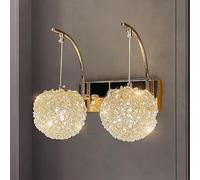 Stesulfr 2 Lights Modern Crystal Shade Wall Sconces Crystal Globe Shade Champagne Finish Bedside Wall light Fixtures Adjustable Night Light Suitable for Bathroom Bedroom Living Room Dining Room Wall L
