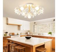 Stesulfr Ceiling lamp E27 Medieval Crystal Decorative Lighting 7 Lights Gold Iron Ceiling Light Fireworks Shape Bedroom lamp Suitable for Dining Room Living Room Kitchen Chic Chandelier