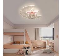 Stesulfr Ceiling Light Creative Children's Room Dimmable LED Ceiling Lighting with Remote Control Chandelier Moon Shape Ceiling Lamp Modern Decorative Lighting Fixture Suitable for Boys Girls Bedroom