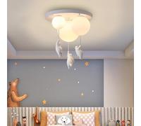 Stesulfr Ceiling Lighting Modern bedroom ceiling lamp E27 resin bear decoration 3 lamps acrylic round lampshade white creative Ceiling Light suitable for restaurant children's room studio pendant lamp