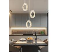 Stesulfr Crystal Chandelier LED Modern Interior Decorative Lighting Fixtures Kitchen Island Hanging Lamp Gold Round Lights Dining Room Foyer Entrance Corridor Pendant Light with Remote Control(Gold-3