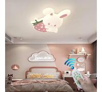 Stesulfr Cute cartoon ceiling lamp LED dimmable indoor lighting fixtures children's room pink rabbit shape ceiling Light with remote control acrylic lampshade suitable for kitchen island restaurant st