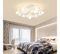 Stesulfr E27 Iron Ceiling Light Dining Table Crystal Decorative Ceiling Lamp Retro Classic Acrylic White Petal Chandelier Suitable for Bar Cafe Restaurant Bedroom Kitchen Island Children's Room(7 ligh