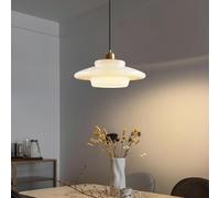 Stesulfr E27 Pendant Light Gold Nordic Dining Table Chandelier Mid-Century Hanging Lamp White Glass Lampshade Height Adjustable Ceiling Lighting Suitable for Hallway Kitchen Island Dining Room Bedroom