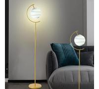 Stesulfr Globe Moon Floor Lamp Modern Gold Floor Light with Glass Shade Mid Century Standing Lights Fixture Metal Tall Pole Lamp for Living Room Bedroom Girls Room Dresser Office Nordic Standing Light