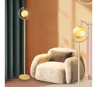 Stesulfr Globe Moon Floor Lamp Modern Gold Floor Light with Glass Shade Mid Century Standing Lights Fixture Metal Tall Pole Lamp for Living Room Bedroom Girls Room Dresser Office Nordic Standing Light