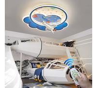 Stesulfr LED creative bedroom lamp cartoon rocket design ceiling lamp boy room ceiling Light Nordic style decoration dimmable indoor chandelier baby room kindergarten office blue metal lamp(A Style)