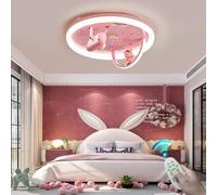 Stesulfr LED pink ceiling lamp with remote control girl room ceiling lighting dimmable creative resin doll decoration chandelier suitable for bedroom dining room office ceiling light