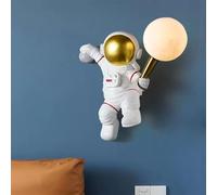 Stesulfr LED Wall Sconce Astronaut Style LED Wall Lamp Children Resin Cartoon White Wall Light Boys Children Bedroom Dining Room Bedside Lamp Corridor Aisle Living Room Wall Lamp(2PC)