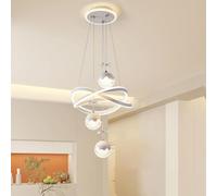 Stesulfr Modern LED Pendant Light Dimmable with Remote Control Chandelier Acrylic 4 Ball Lamp Shade Decorative Hanging Lamp Above Dining Table Suitable for Living Room Dining Room Office Bedroom(White