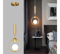 Stesulfr Modern spherical glass Pendant Light bedside pendant lamp simple gold chandelier mid-century Hanging Lamp with adjustable height for kitchen island dining room bedroom entry hallway(A Style)