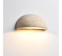 Stesulfr Nordic Modern Marble Wall Sconce Wabi-Sabi Art Lighting Fixture Half Moon Semi Circle Yellow Travertine Wall Lamp Japanese Style Natural Stone Bedside Wall Light for Bedroom Foyer Entryway