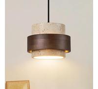 Stesulfr Nordic Natural Stone Wabi-Sabi Ceiling Pendant Light Yellow Cave Stone E27 Chandelier Vintage Farmhouse Travertine Droplight Bedside Restaurant Kitchen Dining Solid Wood Bar Kitchen