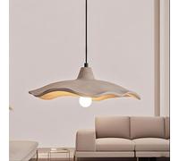 Stesulfr Pendant Lamp Retro Wabi Sabi Style Kitchen Island Light Concrete Lotus Shape Lampshade E27 Hanging Light Gray Cement Ceiling Chandelier Suitable for Bedroom Living Room Dining Room(40CM)