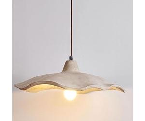 Stesulfr Pendant Lamp Retro Wabi Sabi Style Kitchen Island Light Concrete Lotus Shape Lampshade E27 Hanging Light Gray Cement Ceiling Chandelier Suitable for Bedroom Living Room Dining Room(25CM)