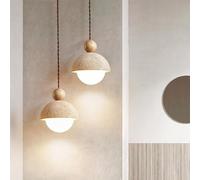 Stesulfr Pendant Light Classic Bedside Lamp Natural Stone Lampshade Spherical Hanging Lamp G9 Retro Yellow Travertine Light Mini Solid Wood Chandelier Nordic Style Suitable for Kitchen Island Restaura